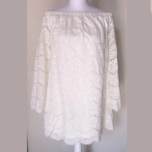 Love Fire Ivory Off Shoulder Lace Dress size large